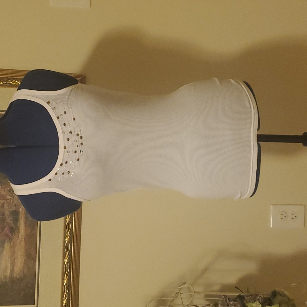 Little white Racer back tank with embellished sparkle detail